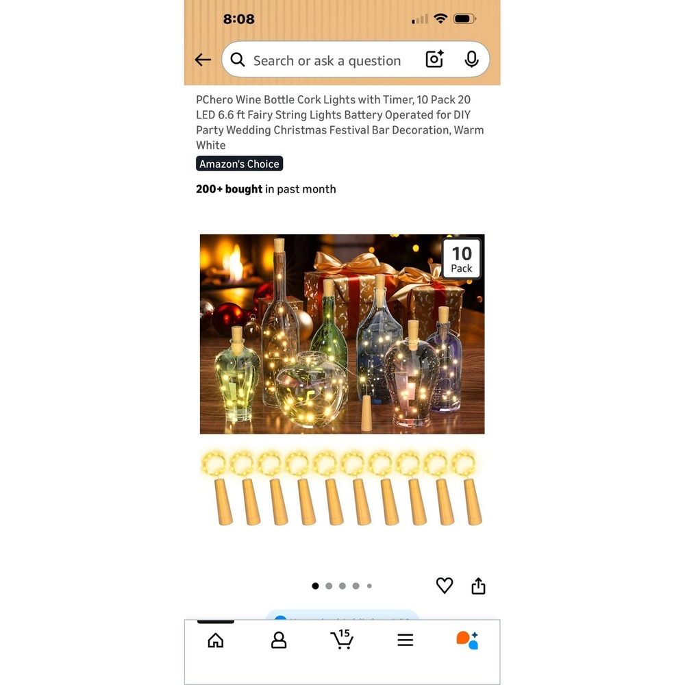 Wine Bottle Cork Lights with Timer, 10 Pack 20 LED 6.6 ft Fairy String Lights